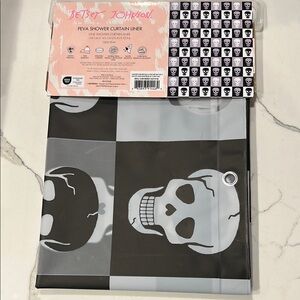 Betsey Johnson Checkered Heart Skull Shower Curtain Liner